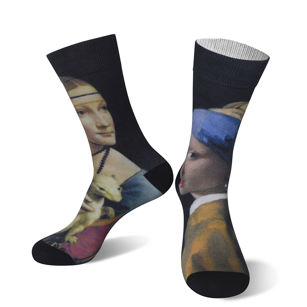 100% Original Women\\\’s Socks Gift Box - 360 Printing Socks Designed collection-Oil painting series  UNI Print